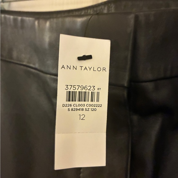 Ann Taylor Dark Brown Leather Flare Pants Size 12 - Picture 6 of 7